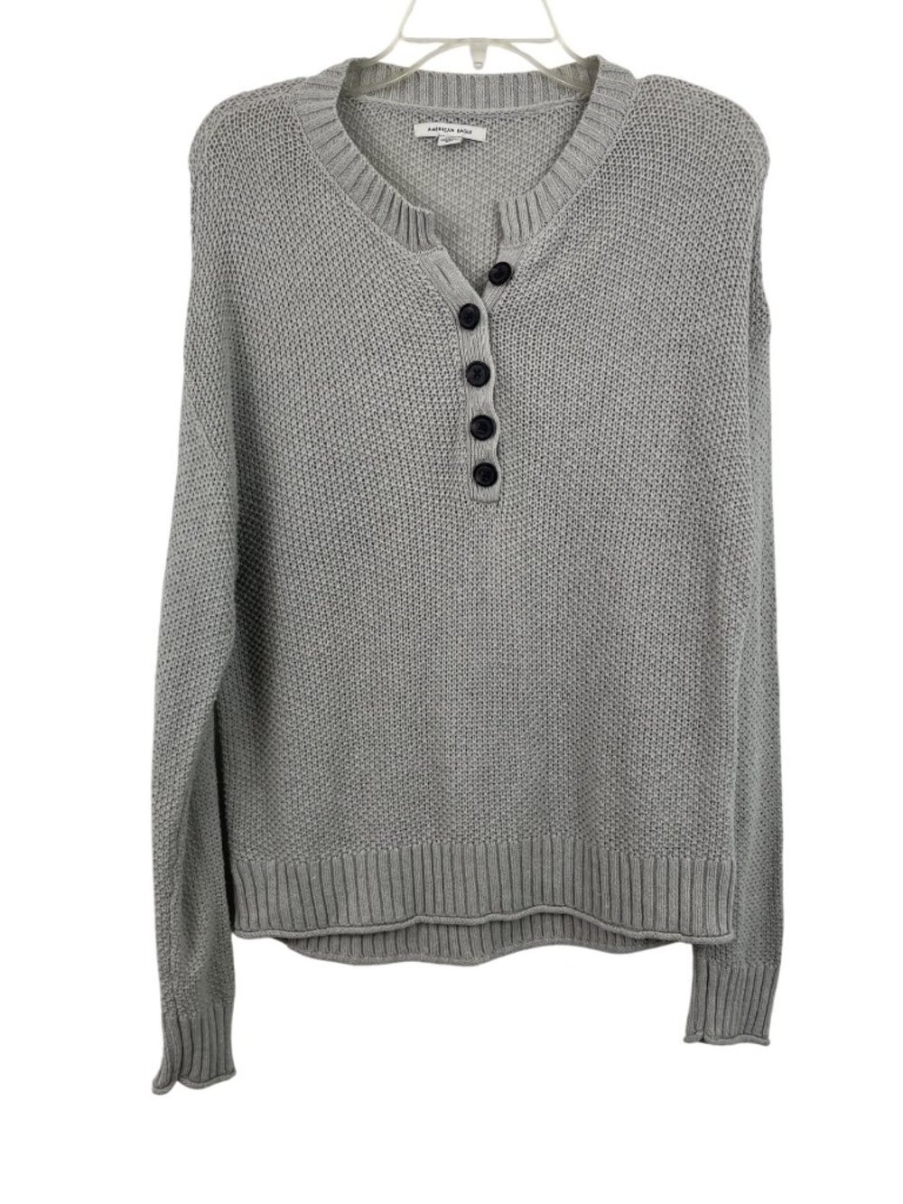 American Eagle Gray Knit Sweater Womens Small Button Front Long Sleeves Casual
